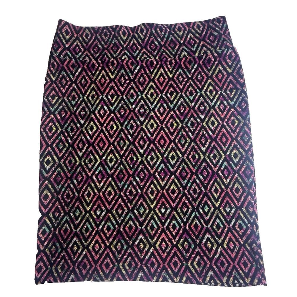 Lularoe Cassie Skirt 2XL Pencil Skirt Geometric Purple‎ Argyle Diamond-471